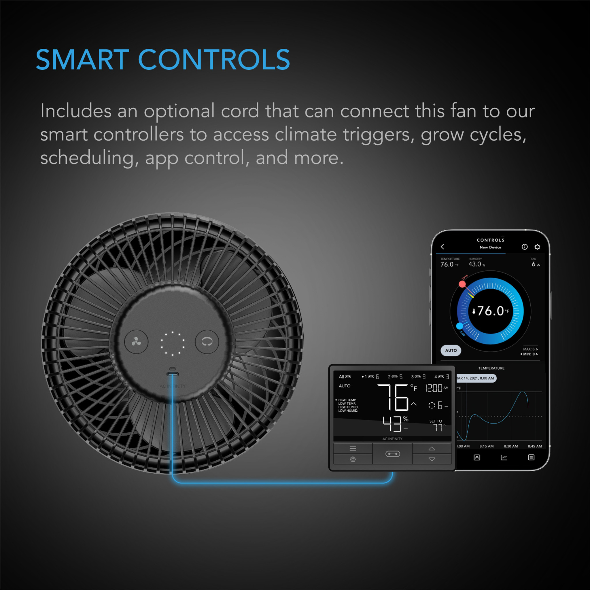 AC INFINITY CLOUDRAY S6, CLIP FAN 6” WITH 10 SPEEDS, ECMOTOR, AUTO