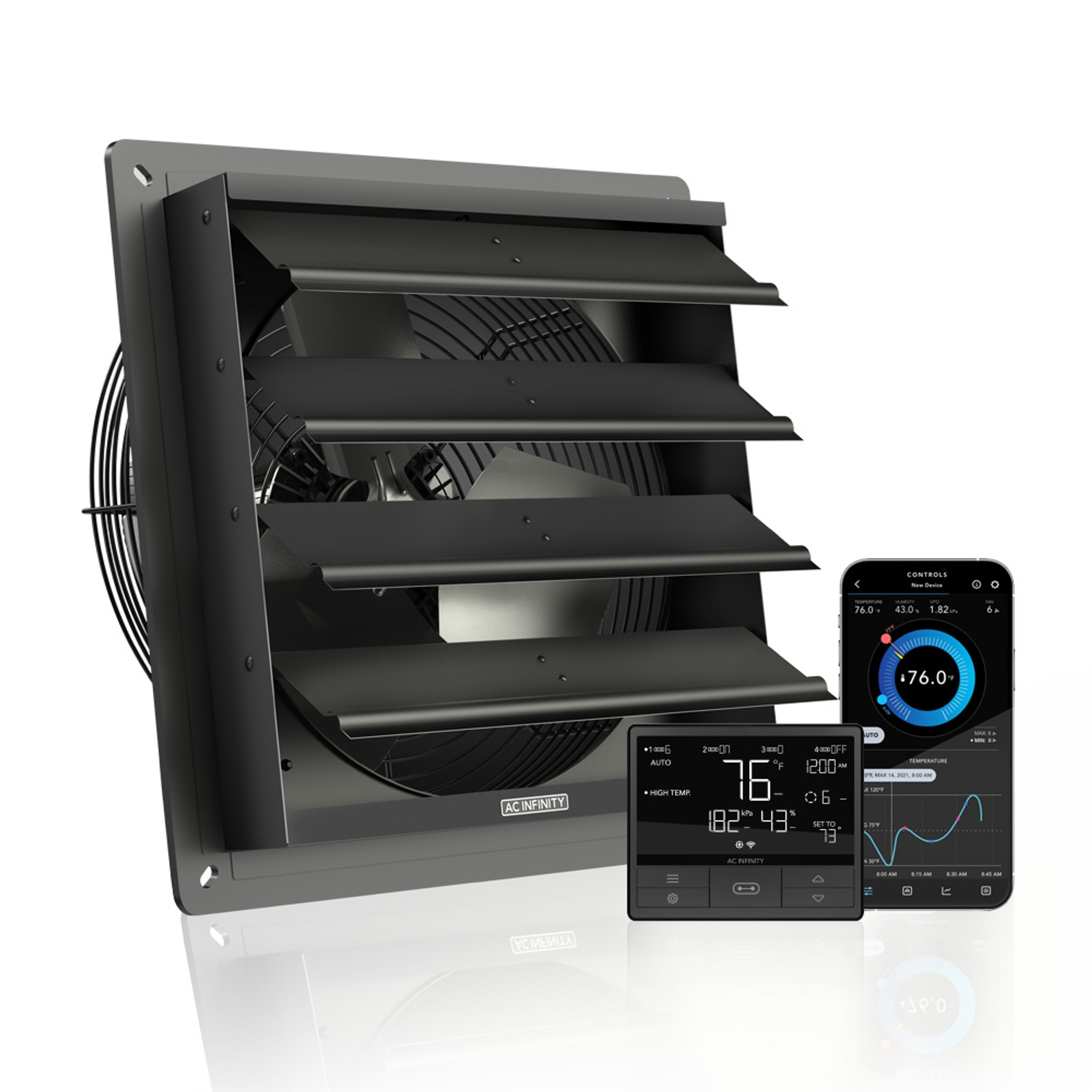 AC INFINITY AIRLIFT T12, Shutter Exhaust Ventilation Fan 12", Temperature Humidity Controller