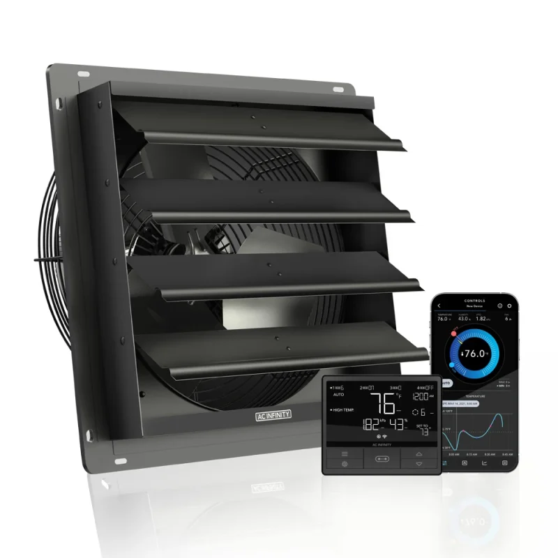 AC INFINITY AIRLIFT T14, Shutter Exhaust Fan 14" with Temperature Humidity Controller