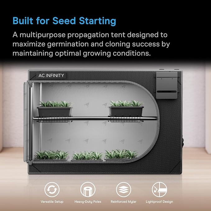 AC INFINITY CLOUDLAB Advance Propagation Grow Tent, Support Bars and Shelf Racks 24" x 24" x 36" - Image 7