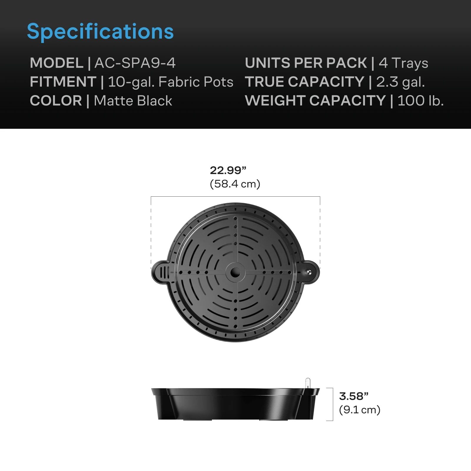 Ac Infinity Self-Watering Fabric Pot Base XL, 4-Pack - Image 6